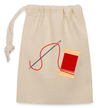 Needle and thread logo embroidery - Closable cotton gift bag (14x20cm) - nature - Front