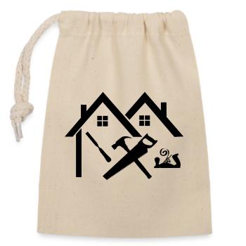 Logo charpentier maison scie à ciseau et raboteuse - Sac cadeau en coton avec cordon (14 x 20 cm) - nature - Devant