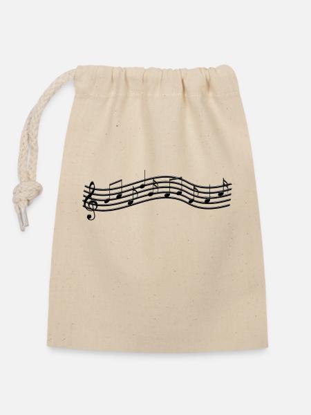 Musiknoten auf welligem Stab - Verschließbarer Geschenkbeutel aus Baumwolle (14x20cm) - Natur