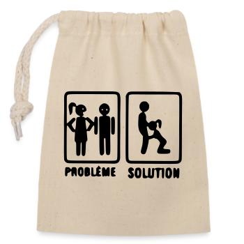 problème solution motif original t-shirt, mug, - Sac cadeau en coton avec cordon (14 x 20 cm) - nature - Devant