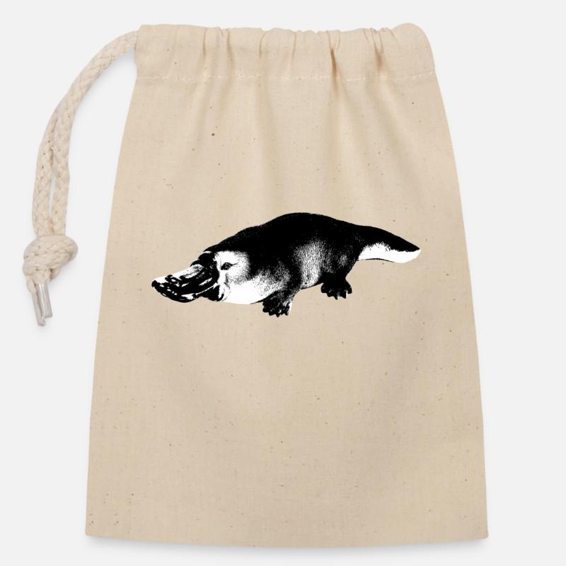Ornithorynque - Sac cadeau en coton avec cordon (14 x 20 cm) - nature