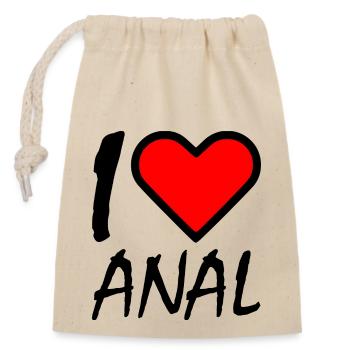 I love - Closable cotton gift bag (14x20cm) - nature - Front