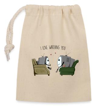 I love watching you - Closable cotton gift bag (14x20cm) - nature - Front