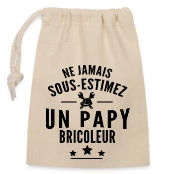 jamais sous estimez un papy bricoleur - Sac cadeau en coton avec cordon (14 x 20 cm) - nature - Devant