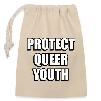 Protect Queer Youth - Closable cotton gift bag (14x20cm) - nature - Front