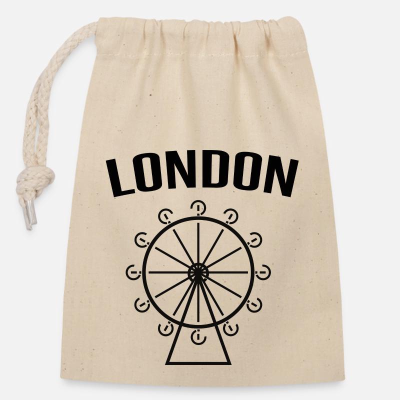 London - Closable cotton gift bag (14x20cm) - nature