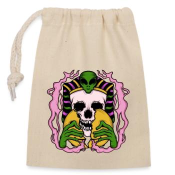Alien Anubis Skull Ägypten Tshirt - Verschließbarer Geschenkbeutel aus Baumwolle (14x20cm) - Natur - Vorne