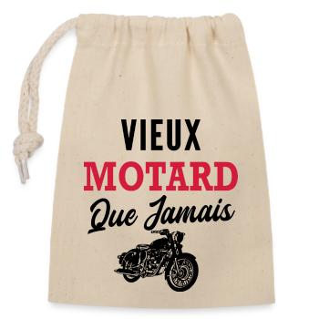 vieux motard / humour moto vintage - Sac cadeau en coton avec cordon (14 x 20 cm) - nature - Devant