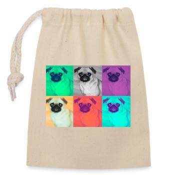 Pop Art Hund Design - Verschließbarer Geschenkbeutel aus Baumwolle (14x20cm) - Natur - Vorne