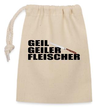 Fleischer Metzger Zerleger Schlachter - Verschließbarer Geschenkbeutel aus Baumwolle (14x20cm) - Natur - Vorne