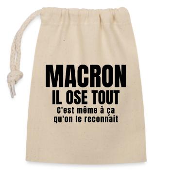 Macron, président, politique - Sac cadeau en coton avec cordon (14 x 20 cm) - nature - Devant