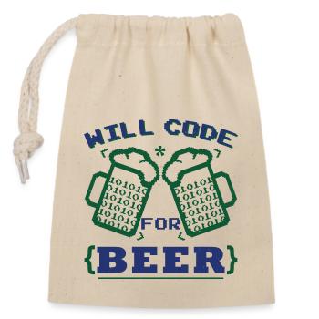 Funny Beer Coding Coder - Closable cotton gift bag (14x20cm) - nature - Front