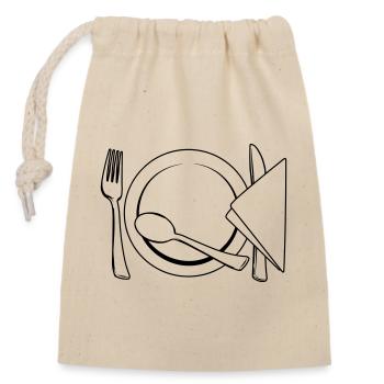 Cutlery plate napkin - Closable cotton gift bag (14x20cm) - nature - Front
