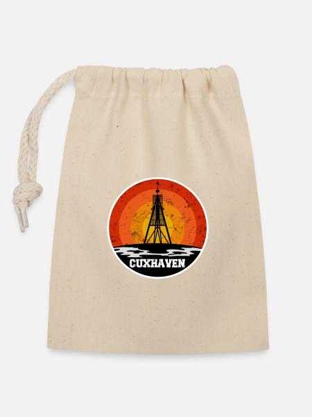 Cuxhaven Skyline - Verschließbarer Geschenkbeutel aus Baumwolle (14x20cm) - Natur