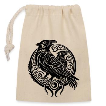 Odins Raben Hugin Munin Tribal Tattoo Wikinger - Verschließbarer Geschenkbeutel aus Baumwolle (14x20cm) - Natur - Vorne