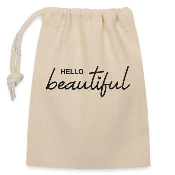Hello beautiful - Verschließbarer Geschenkbeutel aus Baumwolle (14x20cm) - Natur - Vorne
