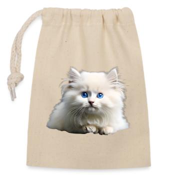 Cat baby cute - Closable cotton gift bag (14x20cm) - nature - Front