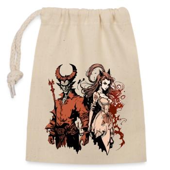 The Devil and the Witch - Closable cotton gift bag (14x20cm) - nature - Front