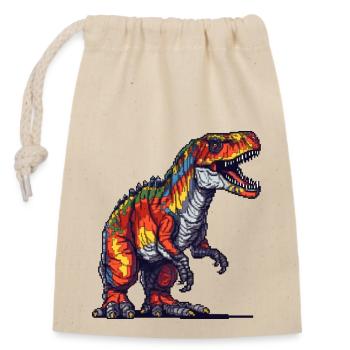Pixel Tyrannosaurus Rex in bright colors - Closable cotton gift bag (14x20cm) - nature - Front
