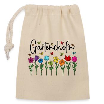 Garten Chefin Blumen Gartenarbeit Gartenchefin - Verschließbarer Geschenkbeutel aus Baumwolle (14x20cm) - Natur - Vorne
