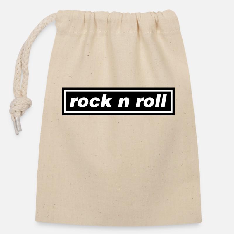 ROCK 'N' ROLL - Verschließbarer Geschenkbeutel aus Baumwolle (14x20cm) - Natur