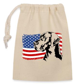 Deutsche Dogge Amerika Fahne Hunde Wilsigns - Verschließbarer Geschenkbeutel aus Baumwolle (14x20cm) - Natur - Vorne