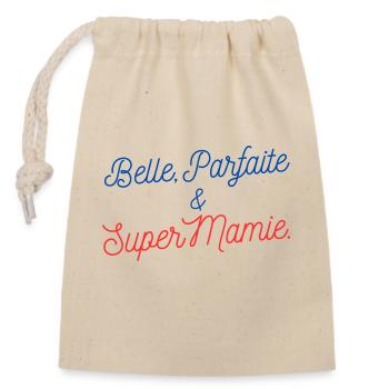 belle parfaite et super mamie - Sac cadeau en coton avec cordon (14 x 20 cm) - nature - Devant