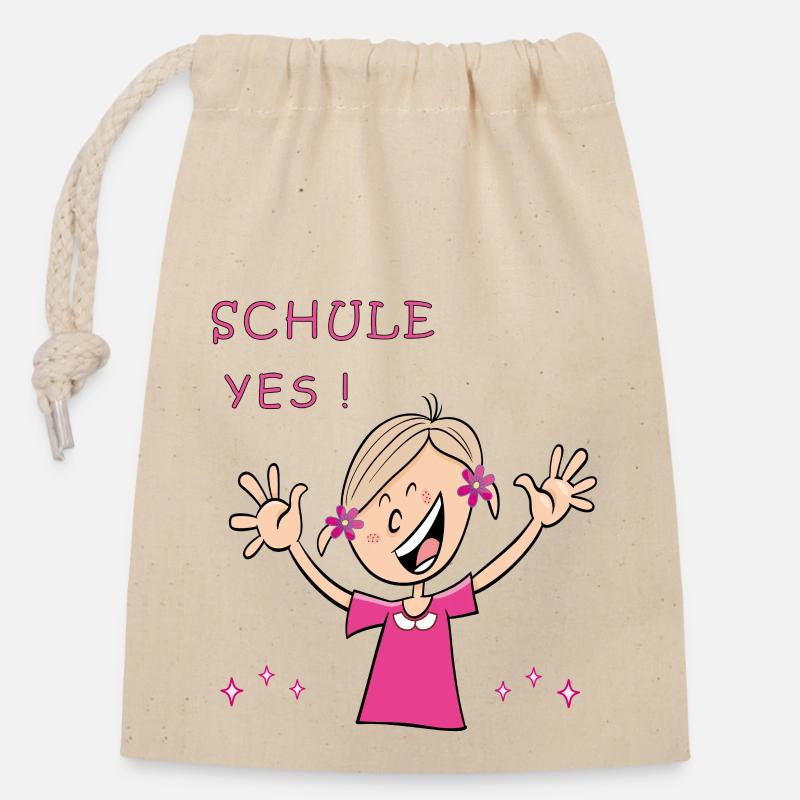 Schulkind Yes Comic - Verschließbarer Geschenkbeutel aus Baumwolle (14x20cm) - Natur