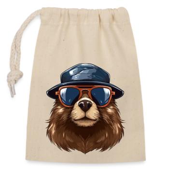 Urban Builder Beaver Streetwear | Beaver lovers - Closable cotton gift bag (14x20cm) - nature - Front