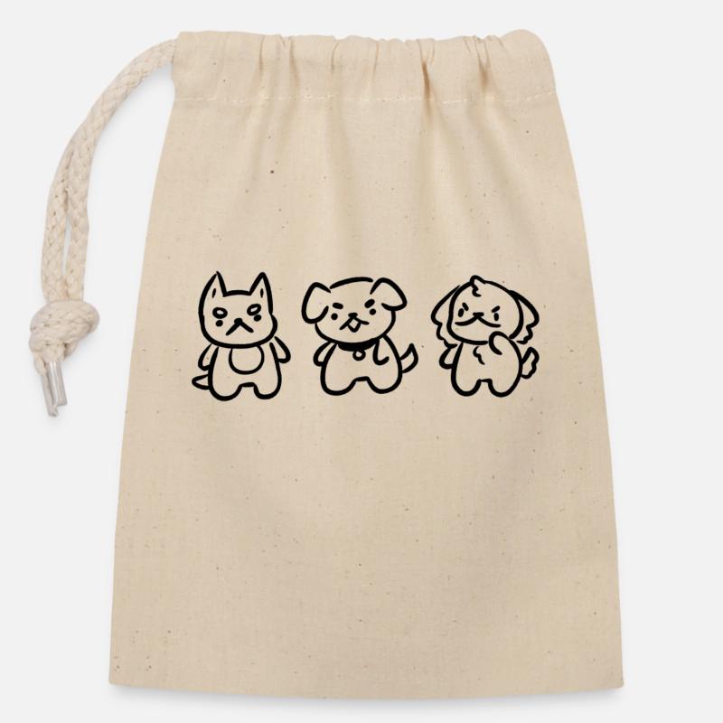 Angry Doggies - Closable cotton gift bag (14x20cm) - nature