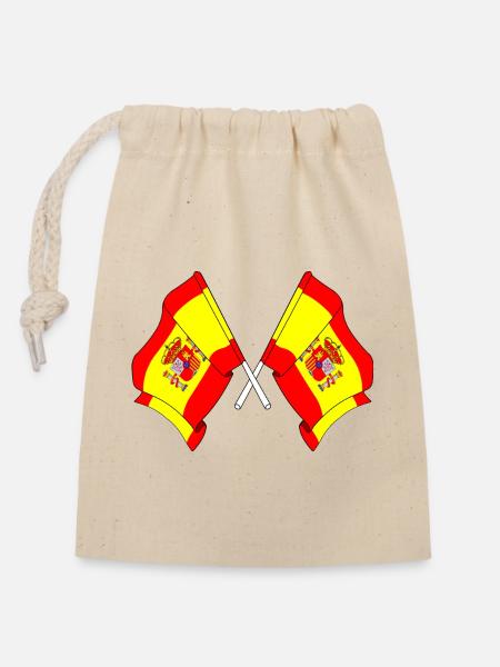 Zwei Flaggen Spanien - Verschließbarer Geschenkbeutel aus Baumwolle (14x20cm) - Natur