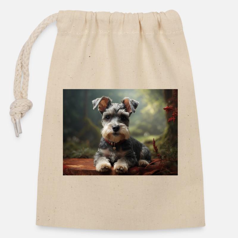 Schnauzer Dog - Closable cotton gift bag (14x20cm) - nature