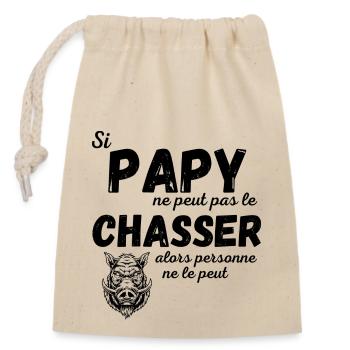 Aller à la chasse avec Papy - Sac cadeau en coton avec cordon (14 x 20 cm) - nature - Devant