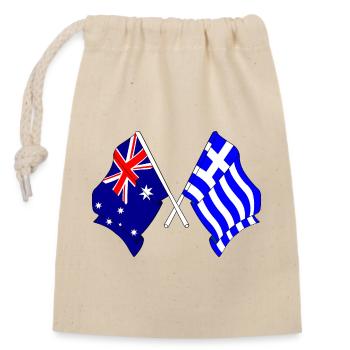 Flag of Australia and flag of Greece - Closable cotton gift bag (14x20cm) - nature - Front