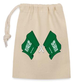 Zwei Flaggen Saudi-Arabien - Verschließbarer Geschenkbeutel aus Baumwolle (14x20cm) - Natur - Vorne