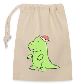 a dinosaur at Christmas - Closable cotton gift bag (14x20cm) - nature - Front