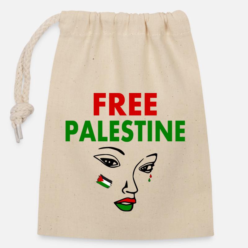 Free palestine - Sac cadeau en coton avec cordon (14 x 20 cm) - nature