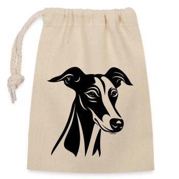Greyhound Dog Head - Closable cotton gift bag (14x20cm) - nature - Front