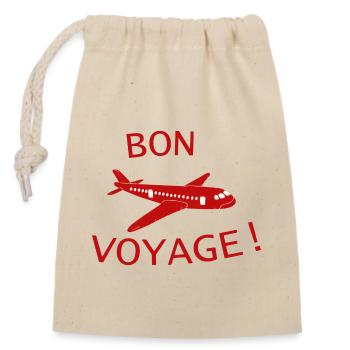 Red Airplane Bon Voyage Illustration - Closable cotton gift bag (14x20cm) - nature - Front