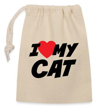 I Love my Cat - Closable cotton gift bag (14x20cm) - nature - Front