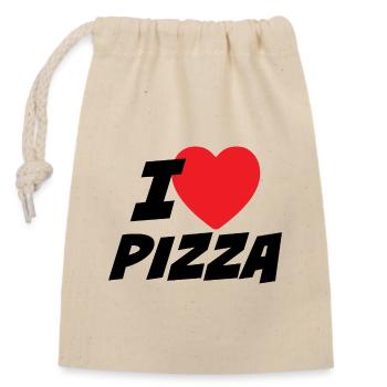 Ich liebe Pizza - Verschließbarer Geschenkbeutel aus Baumwolle (14x20cm) - Natur - Vorne