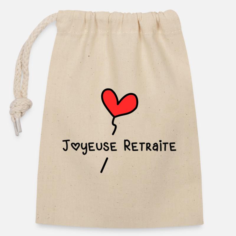 RETRAITE - Sac cadeau en coton avec cordon (14 x 20 cm) - nature