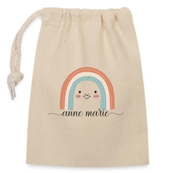 Anne Marie! Rainbow, customisable - Closable cotton gift bag (14x20cm) - nature - Front