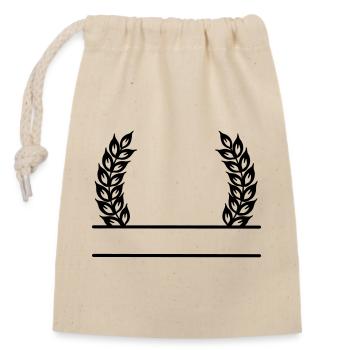 Grain Wreath Name Banner - Closable cotton gift bag (14x20cm) - nature - Front