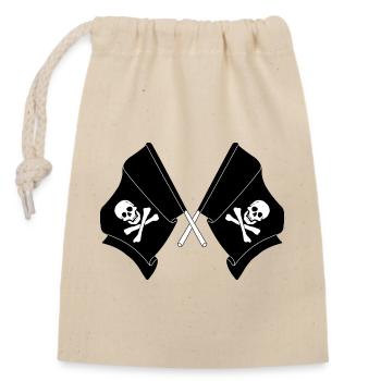 Deux drapeaux croisés de pirates - Sac cadeau en coton avec cordon (14 x 20 cm) - nature - Devant
