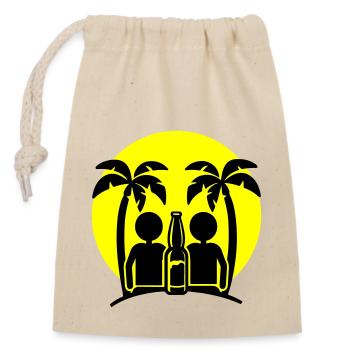 Boire à la fête sur la plage de l’île - Sac cadeau en coton avec cordon (14 x 20 cm) - nature - Devant