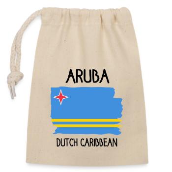 Aruba Flagge - Dutch Caribbean - Karibik - Verschließbarer Geschenkbeutel aus Baumwolle (14x20cm) - Natur - Vorne