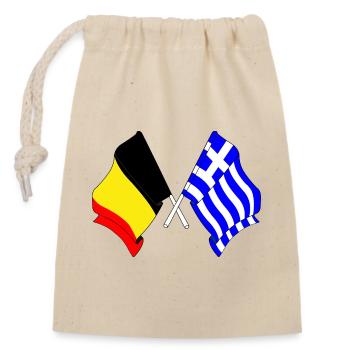Drapeau Belgique, drapeau Grèce - Sac cadeau en coton avec cordon (14 x 20 cm) - nature - Devant