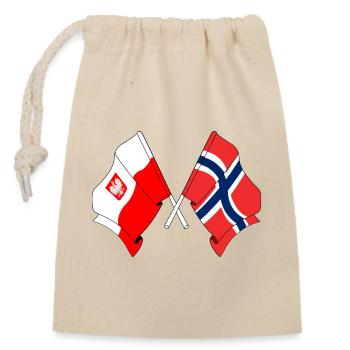 Flag Poland and flag Norway - Closable cotton gift bag (14x20cm) - nature - Front