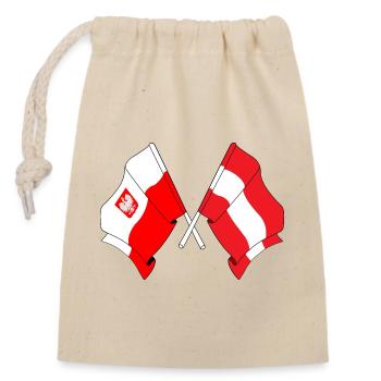 Flagge Polen und Flagge Österreich - Verschließbarer Geschenkbeutel aus Baumwolle (14x20cm) - Natur - Vorne
